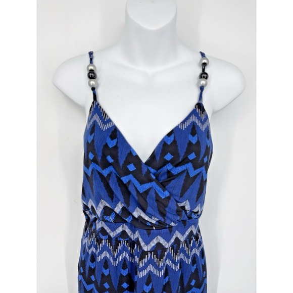 Lane Bryant Coastal Tribal Blue Maxi Dress Size 14/16 Vacation Coastal Resort - Picture 2 of 7